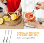 Grapefruit Spoon & Knife Set,Stainless Steel Grapefruit Spoon Utensil With Serrated Edge,Silver Kitchen Tool,Multi-Use for Citrus, Kiwi,Dessert, Avocado & More (6 PCS)