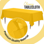 Exquisite 66% Thicker Premium Plastic Table Cloth Rectangle Table Cover 0.5 Mil 12 Pack Yellow Table Cloth 54 Inch x 108 Inch Disposable Tablecloth Won't Tear Easily Like Cheap Thin Brands