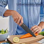 14 Pcs Kitchen Knife Block Set with Sharpener German High Carbon Stainless Steel Chef Knives, Razor-Sharp & Durable, Lightweight Anti-Slip Handle, Professional Set for Home & Kitchen (Blue)