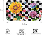 LEHAHA Rectangular Melamine Sunflower Serving Tray, 2-Piece Hydrangea Serving Platter Set, 17.5" x 10" Colorful Trays/Platters Sets for Outdoor and Indoor Dining and Entertaining Parties,Black Plaid