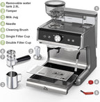 Garvee Espresso Machine With Grinder, 20 Bar Professional Coffee Maker With Milk Frother Steam Wand for Cappuccino, Latte, Macchiato, 95 oz Removable Water Tank, Smart PID Temperature Control