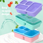 Bento Lunch Box - 4 Pack, 4-Compartment Meal Prep Containers, Adult Lunch Box, Microwave & Dishwasher Safe (Dark-PP(B/P/G/P))