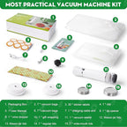 3-in-1 Vacuum Sealer for Food Compatible with Vacuum Bag, Mason Jar, Wine Bottle, Handheld Saver Compact Vacuum Sealer Machine with 14 Reusable Bags, 14 Mason Jar Lids, Wine Stopper