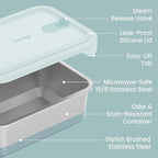 Bentgo® MicroSteel® Heat & Eat Container - Microwave-Safe, Sustainable & Reusable Stainless Steel Food Storage Container with Airtight Lid for Eco-Friendly Meal Prepping (Family Size - 8.5 Cups)