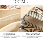 ISAENNE Designer Linen Light Beige Table Cloth for Rectangle Table,French Colorful Floral Table Cloth,Stain Resistant Decor Tablecloths for Dining Thanksgiving Kitchen,55"*87"-Helena E