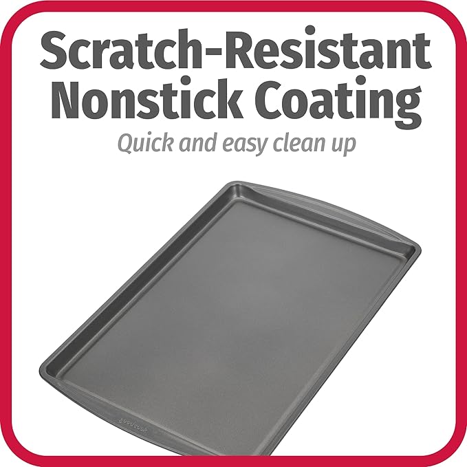 GoodCook Everday Nonstick Carbon Steel 17 x 11-Inch Baking Sheet Set, 2 Pack – Medium Sized Carbon Steel Cooking Pans, Bakeware Set, Cookie Sheets for Baking, Oven Pan Set
