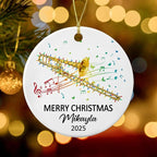 Customized Trombone Musical Player Ceramic Ornament with Name Text Year, Personalized Hanging Xmas Tree Ornaments Gift for Trombonist Daughter Son Brother Sister Friends, Trombone Instrument Ornament