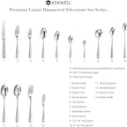 KEAWELL Premium 4-Piece Louise Hammered Spoons Set, 18/10 Stainless Steel, Set of 4, Fine Spoon Set with Round Edge, Dishwasher Safe (6.4" Teaspoons)