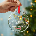 Custom Text & Name Trombone Instrument Player Glass Ornament, Trombone Christmas Ornament Gift for Instrumentalist, Personalized Trombonist Xmas Glass Ornaments, Musical Instrument Christmas Keepsake