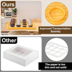 MinBoo Reusable Bamboo Cupcake Storage for Birthday Holiday Party Bakery Supplies Containers Portable 12 Standard-Size Cupcakes with Heightened Transparent Lid & Carry Handle