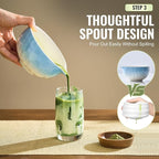 Matcha Whisk Set 7 Pcs Matcha Sets Blue, matcha Kit with Bowl, Whisk and Holder, Bamboo Scoop, Scoop Rest, Sifter & Tea Towel, Tea Gifts for Matche Lovers Making Breakfast Latte