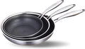 LOLYKITCH 8-10-12 Inch Hybrid Tri-Ply Stainless Steel Non-Stick Frying Pan Set of 3,Skillets,Induction Cooking Pans,Pots and Pans Set,Dishwasher and Oven Safe,Detachable Handle.