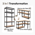 HOMEDANT House Black 5-Tier Laminated Metal Shelving Unit Adjustable Storage Utility Rack Heavy Duty Shelves Organization Shelf Kitchen Garage Pantry Closet 3Pack