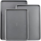 GoodCook Everyday Nonstick Carbon Steel Baking Sheet Set, 3 Pack – Small 13” x 9”, Medium 15” x 10”, Large 17” x 11” – Carbon Steel Cooking Pans, Cookie Sheet Bakeware Set
