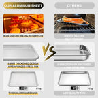 Commercial Quality Baking Sheet Pan Set, Natural Aluminum Cookie Sheet, Umite Chef Encapsulated Galvanized Steel Rim Warp Resistant Baker's Quarter Sheet Pan, Cookie Tray Pans for Baking, Roasting
