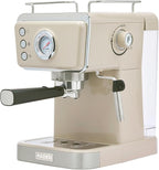 HADEN Barista Brew Espresso Coffee Machine, Stainless Steel Espresso Maker with Milk Frother and Steamer Function and 1.5L Water Tank, Putty & Copper