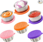 6x1.6 Oz Salad Dressing Containers With Lids, Small Leakproof Reusable Stainless Steel Salad Dressing Container To Go For Lunch Boxes,Sauce containers, Picnics,Travel Meal Prep And Kitchen Storage.