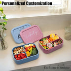 Custom Silicone Bento Box | Personalized Lunch Box with Engraved Name/Logo | Lunch Containers for Work Travel Outdoor with 3 Compartment