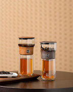 ZENS Modern Glass Infuser Teapot, One Touch Tea Maker for Loose Leaf Tea with Insulated Mug and Portable Case. Enchanted Pot Alternatives for Tea Lover Gifts