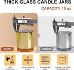 10 OZ Thick Candle Jars for Making Candles 15 Pcs, Empty Jars with Wood Lids for Candle Making, Sample Container, Gold