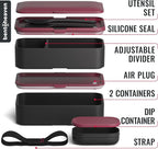 Bentoheaven Premium Bento Box Adult Lunch Box with Compartments for Women & Men, Set of Utensil & Chopsticks & Dip Container, Cute Japanese Kids Bento Lunch Box, Microwavable (Very Berry)