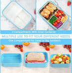 LOVINA Bento Boxes for Adults - 1100 ML Bento Lunch Box Container For Kids With Spoon & Fork - Durable Perfect Size for On-the-Go Meal, BPA-Free and Food-Safe Materials(Blue)
