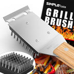 SIMPLETASTE Grill Brush and Scraper, BBQ Grill Cleaning Brush Kit, Safe Wire Scrubber, Universal Fit BBQ Cleaner Accessories for All Grates