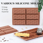 1 Pc Chocolate Bar Mold Deep Dubai Stuffed Silicone Molds for Filling Knafeh Pistachio Chocolate Bar and Wax Melts Rectangle Thick Candy Bar Molds Break Apart (10 Snap）