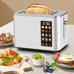 SEEDEEM Toaster 2 Slice, Touch Control Screen, Smart Stainless Toaster, 6 Shade Setting, 6 Bread Selection, Countdown, Removable Crumb Tray, 900W, Silver Metallic