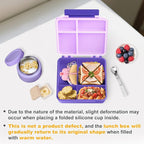 Lunch Box Kids with 5 Compartments, Insulated Food Jar & Utensil & Sauce Container & Lunch Bag & Silicone Collapsible Cup, Leak Proof Bento Box, BPA-Free & Dishwasher Safe-Soft Purple