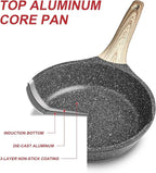 Caannasweis Nonstick Granite Frying Pan Skillet, Non Stick Omelette Fry Pans, Omelet Egg Pan, Stone Cookware Chef's Pan, Induction Compatible, PFOA Free (Gray, 11 Inch with Lid)