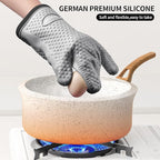 MAD SHARK Silicone Oven Mitts Heat Resistant 450 Degrees,Waterproof & Non-Slip Oven Gloves with Fingers,Cotton Lined Silicone Oven Gloves Kitchen Mitts for Baking Cooking Barbecue,Women,Oven (GREY1)