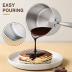 3 Qt Stainless Steel Saucepan with Glass Strainer Lid, 3 Quart Pot Stainless Steel Sauce Pan with Pour Spout, Mirror Polishing, Compatible with All Cooktops Dishwasher Safe Oven Safe