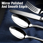 Silverware Set for 6, Stainless Steel Cutlery Set with Wide Handles, Mirror Polished Utensils Heavy Duty Spoons and Forks Set for Kitchen, Dishwasher Safe (Silver, 30 Pieces for 6)