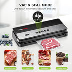 Bonsenkitchen Vacuum Sealer Machine, Multi-Functional Food Sealer with Built-in Cutter & Bag Storage, High-Speed Continuous Working with Globefish Technology, Includes Vacuum Bags & Roll Bag, Black