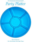 Plasticpro 6 Sectional Round Plastic Serving Tray/Platter (2, Blue)