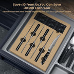 Steak Knives Set of 6, 4.8 Inch Non Serrated Razor-Sharp Durable Dinner knives with Rest, German Stainless Steel Damascus Pattern Full Tang Forged, Rust Resistant & Easy to Maintain