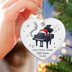 Customized Piano Christmas Ceramic Ornament, Personalized Text Name & Year Pianist Xmas Tree Ornament, Piano Lover Christmas Ornaments 2025, Musical Instrument Xmas Decor Gift for Son Daughter