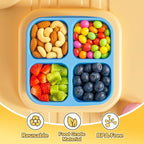 6 Pcs Snack Box Container Set, Reusable 3&4 Compartment Meal Prep Snack Containers for Adults Kids Toddler, BPA-Free Divided Lunchable Container for School, Work and Travel (Transparent Lids)