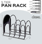 Cuisinel Heavy Duty Pots and Pans Organizer Rack - 12.2"-Inch Tall - 5 Tier Rack - Holds 50 LB - Cast Iron Skillets, Griddles, Shallow Cookware - Space Saving Kitchen Storage - No Assembly Required