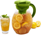 Primula The Big Iced Tea Maker and Infuser, Plastic Beverage Pitcher with Leak Proof, Airtight Lid, Fine Mesh Reusable Filter, Made without BPA, Dishwasher Safe, Green