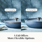 Redchef Nonstick Ceramic Pans, 4-Piece Deep Ceramic Frying Pan with Lid, 8" 9.5" 11" Deep Frying Pan, Egg Frying Pans Suitable for All Stovetops, PFAS & PTFE & PFOA Free, Dishwasher & Oven Safe, Blue