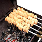 12 Pack Kebab Skewers BBQ Barbecue Skewers Stainless Steel Flat Sticks 22 Inch Heavy Duty Large Wide Reusable with Nonslip Wooden Handle Ideal for Shish Kabob Chicken Shrimp and Vegetables