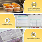6 Pcs Snack Box Container Set, Reusable 3&4 Compartment Meal Prep Snack Containers for Adults Kids Toddler, BPA-Free Divided Lunchable Container for School, Work and Travel (All Transparent)