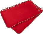 Melamine Serving Platters, set of 2, 17" x 10" Large Reusable BPA Free Rectangular Party Tray/Platters for Serving Appetizers, Fruits On Christmas and all Occasions,Red