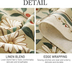 ISAENNE Designer Green Linen Long Rectangle Tablecloth,Floral French Country Indoor Table Cloth,Stain Resistant Home Decor Tablecloths for Dining Kitchen Thanksgiving Party,63"*94"-Brune