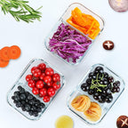 [5-Pack,36 Oz]Glass Meal Prep Containers 2 Compartments Portion Control with Upgraded Snap Locking Lids Glass Food Storage Containers, Microwave, Oven, Freezer and Dishwasher (4.5 Cups)