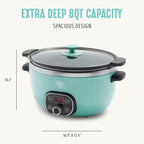 GreenLife 8QT Slow Cooker, Non-Toxic PFAS-Free Ceramic Nonstick Removable Interior Bowl, Programmable, Family Friendly, Keep Warm, Stovetop & Oven Safe, Dishwasher Safe Parts, Glass Lid, Turquoise