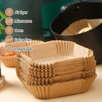 10 Inch Air Fryer Paper Liners, 100Pcs Air Fryer Liner Disposable, Oil-Proof & High-Temperature Resistant Parchment Baking Paper for Air Fryer, Microwave and Oven（Bottom Is 9 Inch）