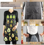 MBMSO Funny Avocado Apron Avocado Cooking Kitchen Aprons with Pockets Waterproof Apron for Chef Grilling BBQ Baking
